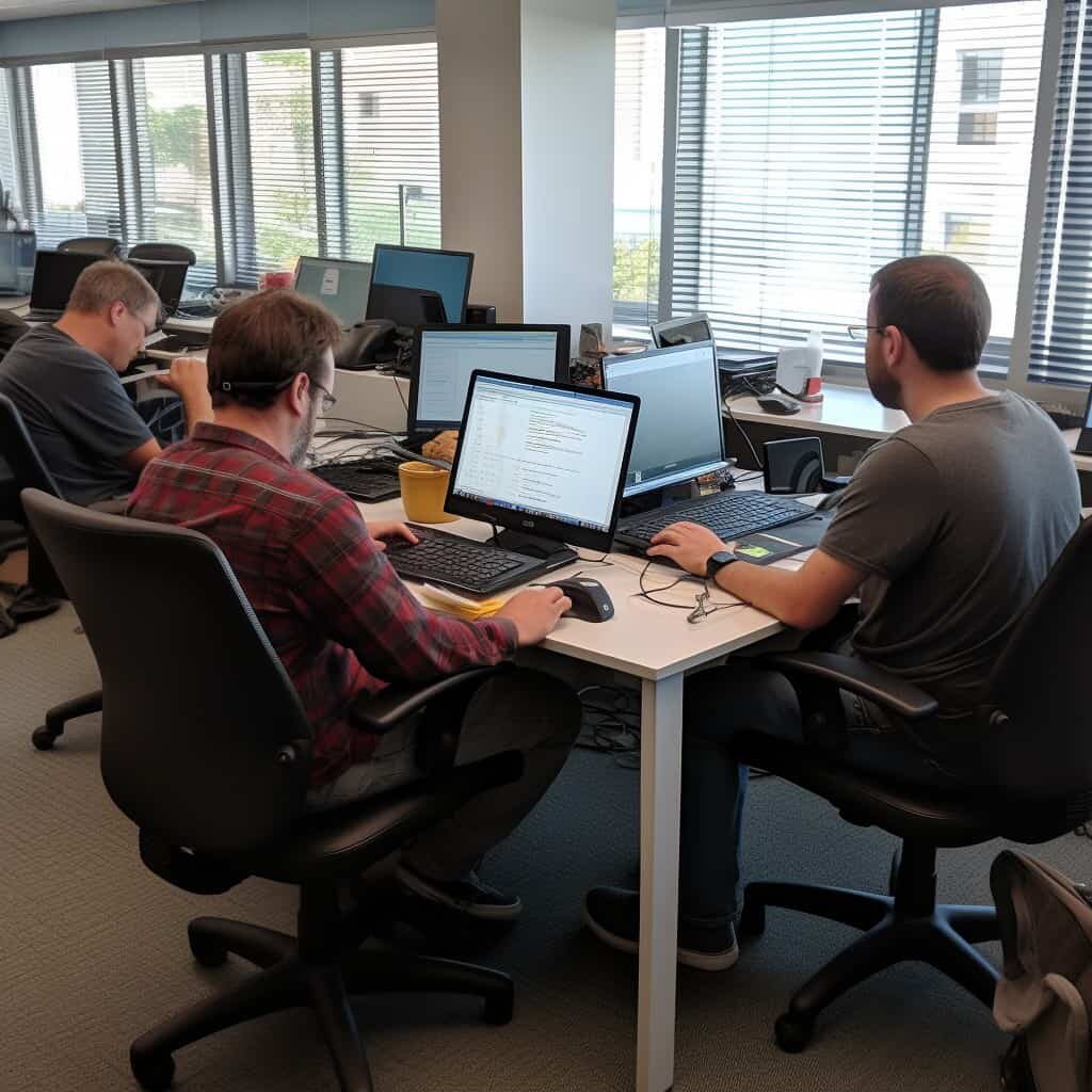 NiccoloNucleo_3_programmers_sitting_in_front_of_their_desks_and_ba0fb84f-97ad-491e-a3c5-aaefd0b7da9b